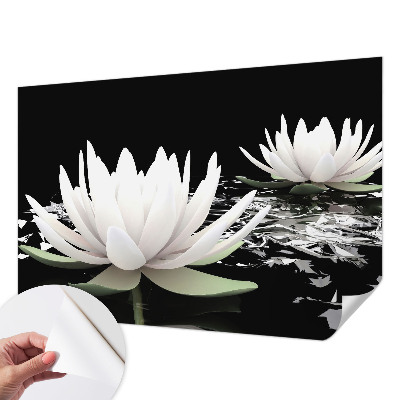 Papel de parede infantil com estampa de flores aquáticas