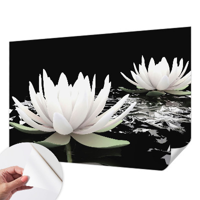 Papel de parede infantil com estampa de flores aquáticas