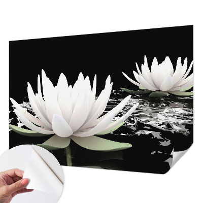 Papel de parede infantil com estampa de flores aquáticas