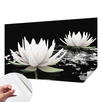 Papel de parede infantil com estampa de flores aquáticas