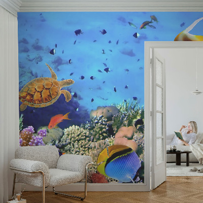 Papel de parede infantil com estampa de recife de coral