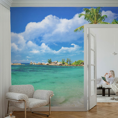 Papel de parede autocolante para sala com estampa Paraíso Tropical
