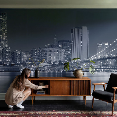 Papel de parede autocolante para quarto com estampa de cidade noturna