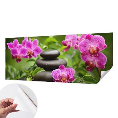 Papel de parede autocolante com padrão de pedras de orquídea