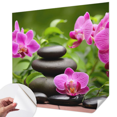 Papel de parede autocolante com padrão de pedras de orquídea