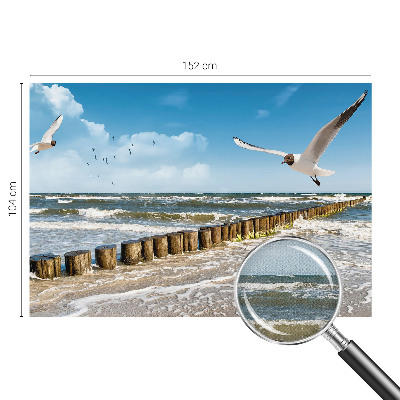 Papel de parede 3D com paisagem litorânea