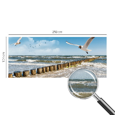 Papel de parede 3D com paisagem litorânea