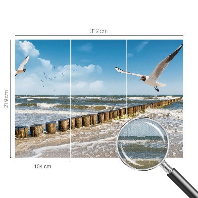 Papel de parede 3D com paisagem litorânea