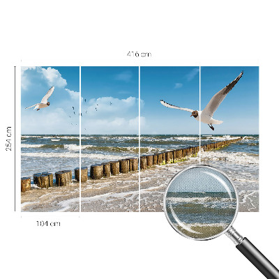 Papel de parede 3D com paisagem litorânea