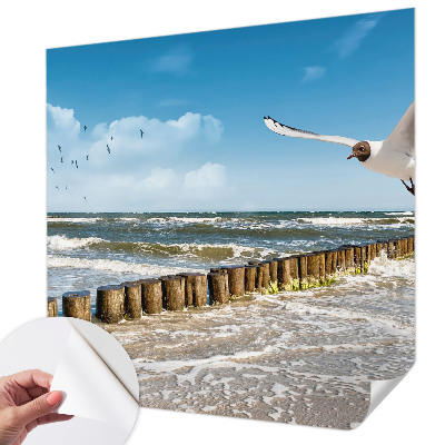 Papel de parede 3D com paisagem litorânea