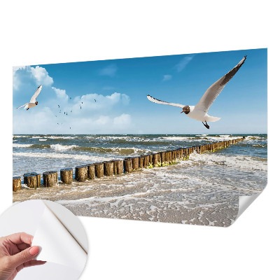 Papel de parede 3D com paisagem litorânea