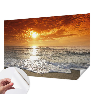 Papel de parede autocolante para quarto com estampa de ondas do oceano
