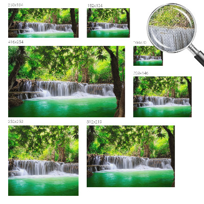 Autocolante de parede fotográfico com imagem de uma cachoeira na floresta