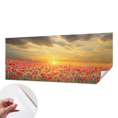 Papel de parede infantil com estampa de campo de papoulas