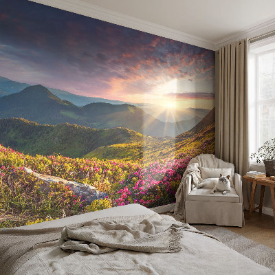 Papel de parede autocolante para quarto com estampa de panorama da montanha