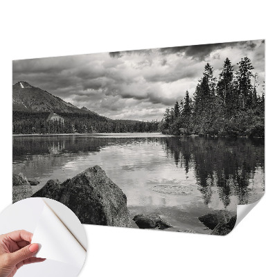 Papel de parede autocolante para sala com estampa panorama da montanha