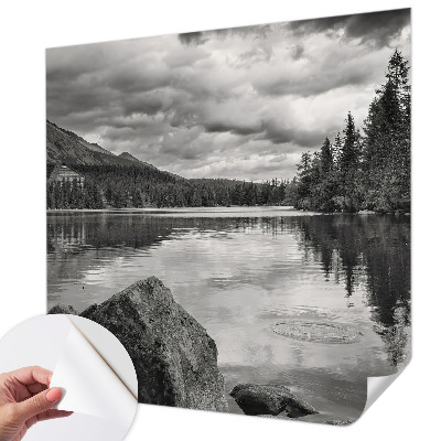 Papel de parede autocolante para sala com estampa panorama da montanha