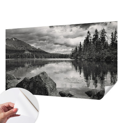 Papel de parede autocolante para sala com estampa panorama da montanha