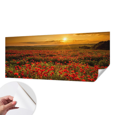 Papel de parede autocolante para quarto com estampa de campo de papoulas