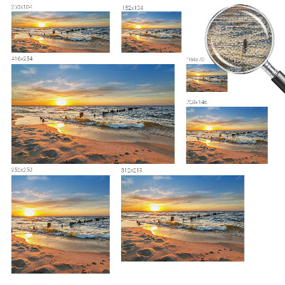 Autocolante de parede fotográfico com estampa de pôr do sol na praia
