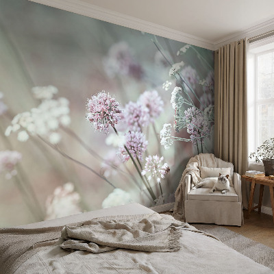 Papel de parede autocolante para quarto com estampa de flores silvestres