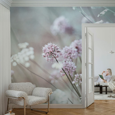 Papel de parede autocolante para quarto com estampa de flores silvestres