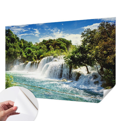 Autocolante de parede fotográfico com imagem de uma cachoeira deslumbrante