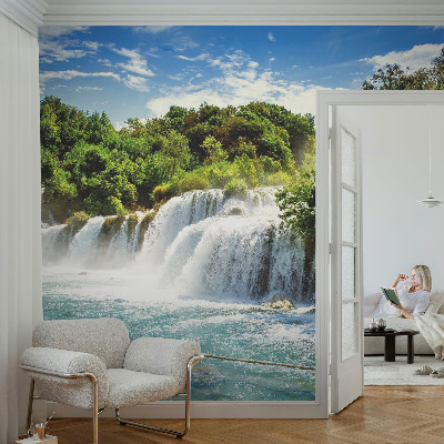 Autocolante de parede fotográfico com imagem de uma cachoeira deslumbrante
