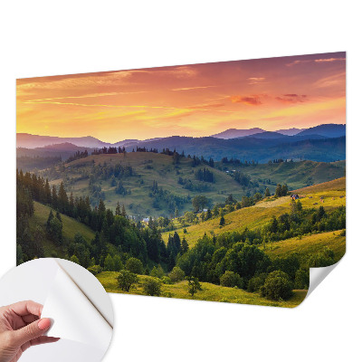 Papel de parede para criança com estampado de paisagem montanhosa