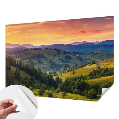 Papel de parede para criança com estampado de paisagem montanhosa