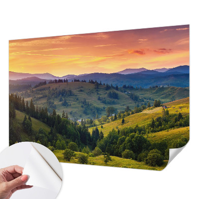 Papel de parede para criança com estampado de paisagem montanhosa