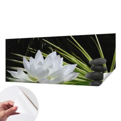 Papel de parede 3D com estampa de lírios para ambiente de meditação
