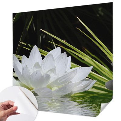 Papel de parede 3D com estampa de lírios para ambiente de meditação
