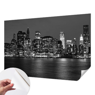 Papel de parede 3D com estampa de metrópole noturna