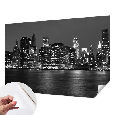 Papel de parede 3D com estampa de metrópole noturna