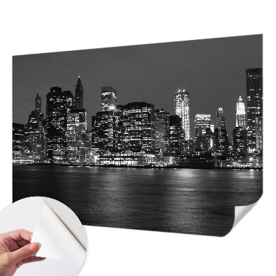 Papel de parede 3D com estampa de metrópole noturna