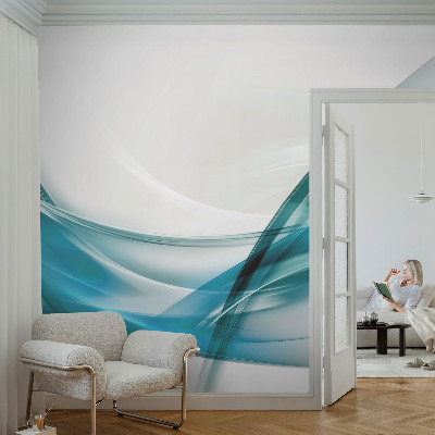 Papel de parede autocolante para quarto com padrão de ondas azuis