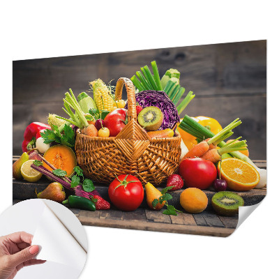 Papel de parede infantil com estampa de frutas em estilo riqueza frutada