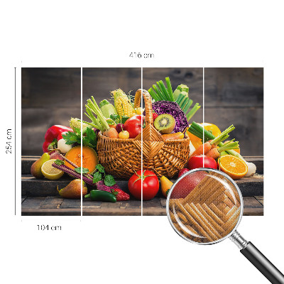 Papel de parede infantil com estampa de frutas em estilo riqueza frutada