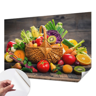 Papel de parede infantil com estampa de frutas em estilo riqueza frutada