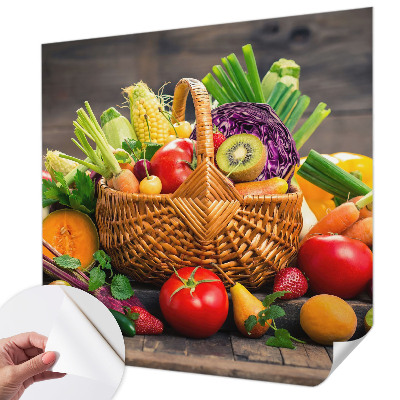 Papel de parede infantil com estampa de frutas em estilo riqueza frutada