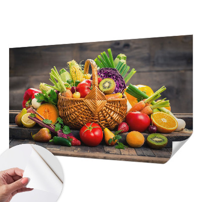 Papel de parede infantil com estampa de frutas em estilo riqueza frutada