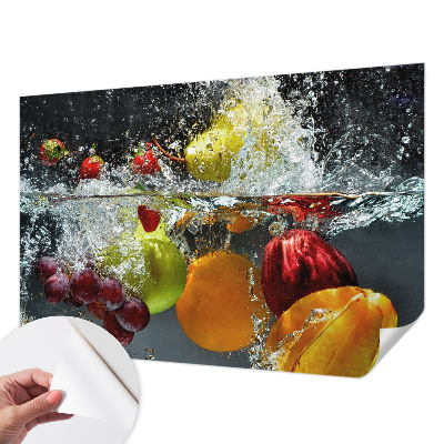 Papel de parede autocolante para quarto com estampa de frutas flutuando na água