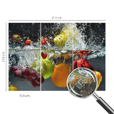 Papel de parede autocolante para quarto com estampa de frutas flutuando na água