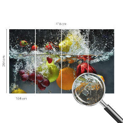 Papel de parede autocolante para quarto com estampa de frutas flutuando na água
