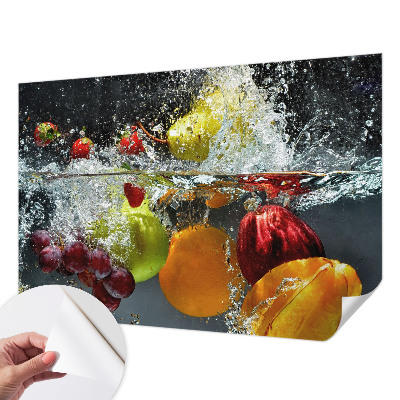 Papel de parede autocolante para quarto com estampa de frutas flutuando na água