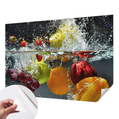Papel de parede autocolante para quarto com estampa de frutas flutuando na água