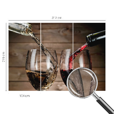 Papel de parede autocolante para sala com padrão de taças de vinho