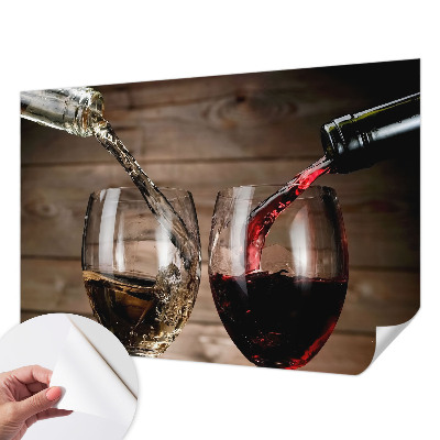 Papel de parede autocolante para sala com padrão de taças de vinho
