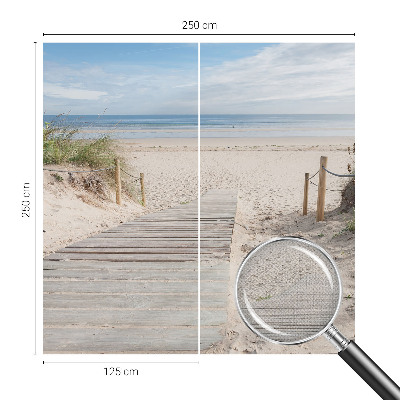 Autocolante de parede fotográfico com estampa de passarela de madeira